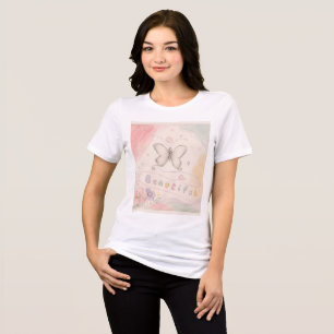 Vintage-Schmetterlings-Blumen-T-Shirt Sanfte Äst Tri-Blend Shirt