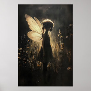 Vintage Schmetterlings-Fee Druck, Antique Fairycor Poster
