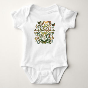 Vintage Schmetterlings-Motten-Musterdruck Baby Strampler