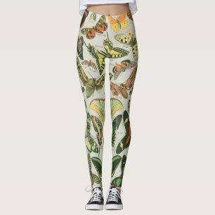 Vintage Schmetterlings-Motten-Musterdruck Leggings