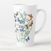 Vintage Schmetterlingsbilder auf einer Latte-Tasse Milchtasse (Rechts)