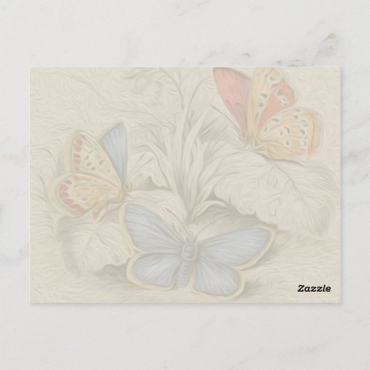 Vintage Schmetterlingsbilder mit roten Schmetterli Postkarte (Rückseite)