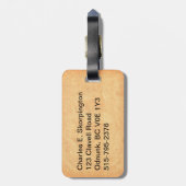 Vintage Schmetterlingsdarstellung Gepäckanhänger (Rückseite vertikal)