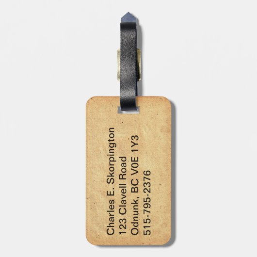 Vintage Schmetterlingsdarstellung Gepäckanhänger (Rückseite vertikal)