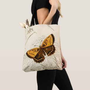 Vintage Schmetterlingsdarstellung, Gold und Braun Tasche