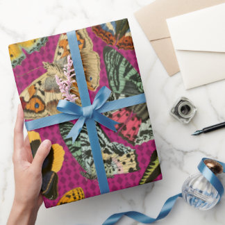 Vintage Schmetterlingsdarstellung Lila Hintergrund Geschenkpapier