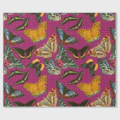 Vintage Schmetterlingsdarstellung Lila Hintergrund Geschenkpapier (Flach)