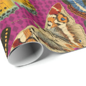 Vintage Schmetterlingsdarstellung Lila Hintergrund Geschenkpapier (Rolleneckpunkt)