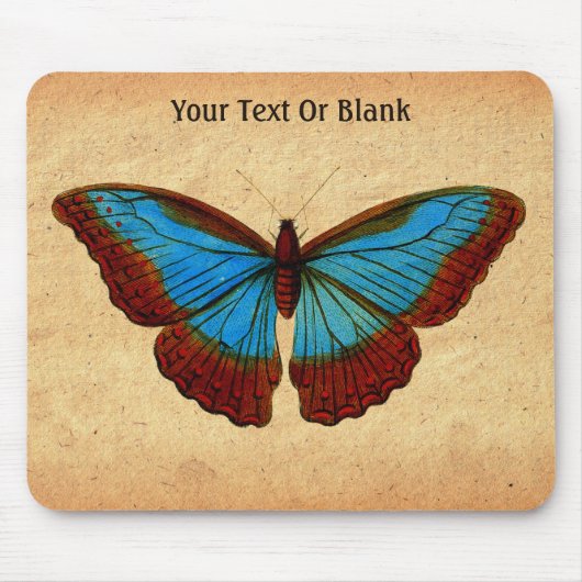 Vintage Schmetterlingsdarstellung Mousepad (Vorne)
