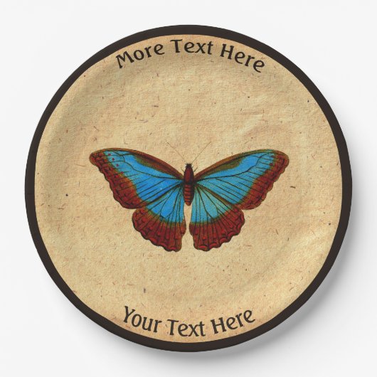 Vintage Schmetterlingsdarstellung Pappteller (Vorderseite)