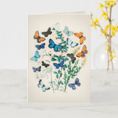 Vintage Schmetterlingsfarbe Karte (Gelbe Blume)