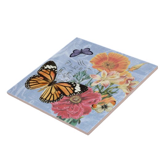 Vintage Schmetterlingsflora.. Fliesen (Seite)