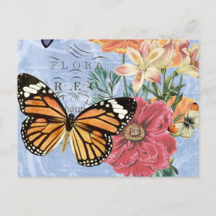 Vintage Schmetterlingsflora.. Postkarte