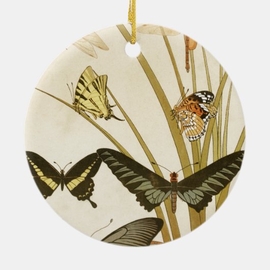 Vintage SchmetterlingsIllustration Keramik Ornament (Hinten)