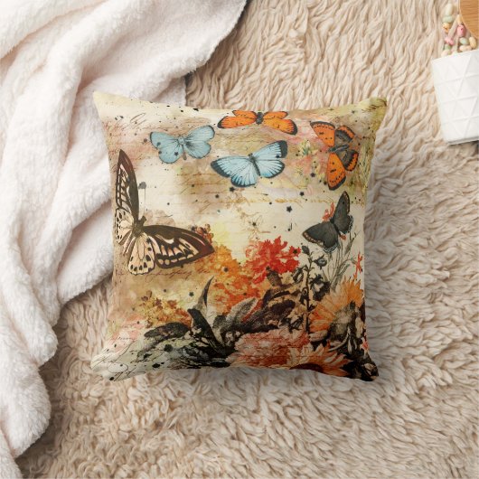 Vintage Schmetterlingskollage Kissen (Decke)