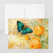 Vintage Schmetterlingskollage Postkarte (Vorne/Hinten)