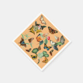 Vintage Schmetterlingskunst, gelber orangefarbener Serviette (Ecke)