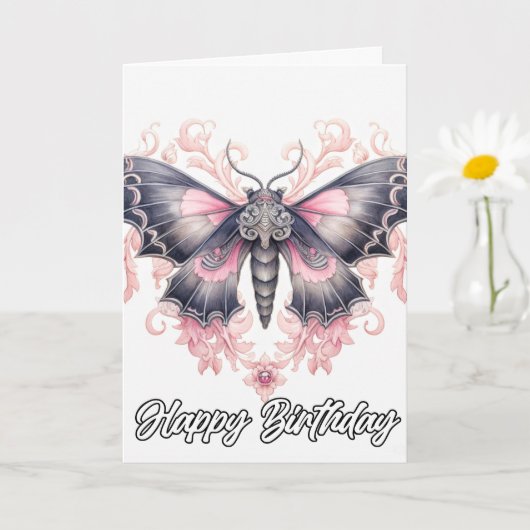 Vintage Schmetterlingskunst | Happy Birthday Karte (Kleine Pflanze)