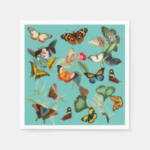 Vintage Schmetterlingskunst, viele Arten und Farbe Serviette