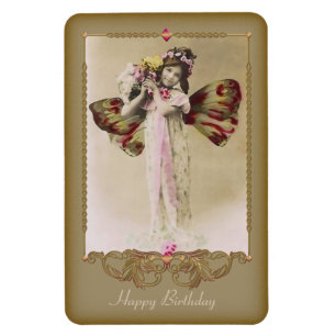 Vintage-Schmetterlingsmädchen Premium-Magnet Magnet