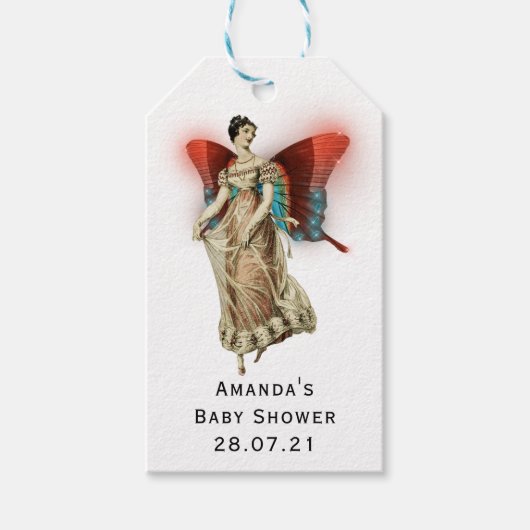 Vintage Schmetterlingspuffeldusche Geschenkanhänger (Vorderseite)