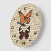 Vintage Schmetterlingssammlung Große Wanduhr (Winkel)