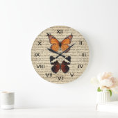 Vintage Schmetterlingssammlung Große Wanduhr (Zuhause)