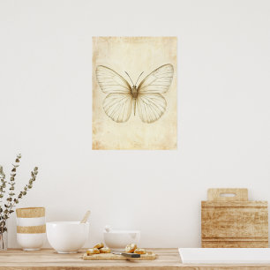 Vintage-Schmetterlingsskizze: Elegante Naturkunst Poster
