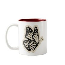 Vintage Schmetterlingstasse | Schwarze botanische