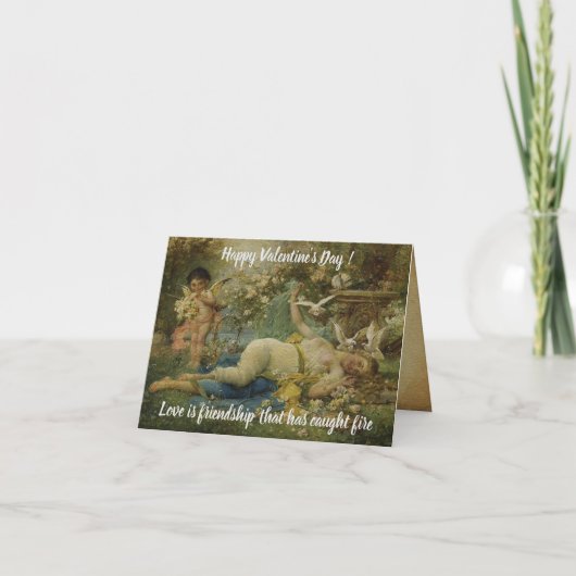 Vintage, schmutzige Kupiden-Ölmalerei Dankeskarte (Vorderseite)