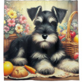 Vintage Schnauzer-Malerei Duschvorhang (Vorderseite)
