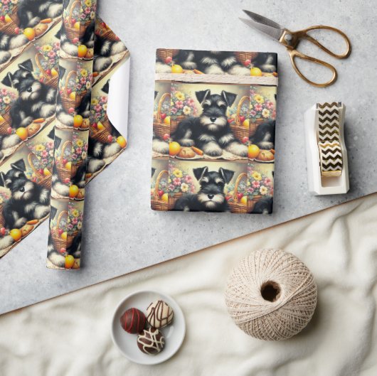 Vintage Schnauzer-Malerei Geschenkpapier (Kunsthandwerk)