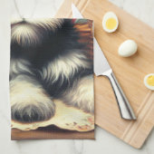 Vintage Schnauzer-Malerei Geschirrtuch (Viertel Falte)