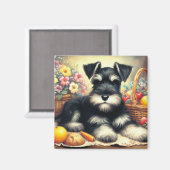 Vintage Schnauzer-Malerei Magnet (Vorderseite/Rückseite)