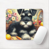 Vintage Schnauzer-Malerei Mousepad (Mit Mouse)