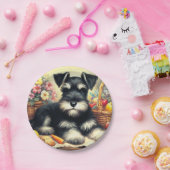 Vintage Schnauzer-Malerei Pappteller (Party)