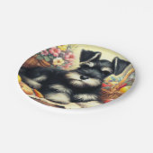 Vintage Schnauzer-Malerei Pappteller (Schrägansicht)