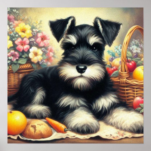 Vintage Schnauzer-Malerei Poster (Vorne)