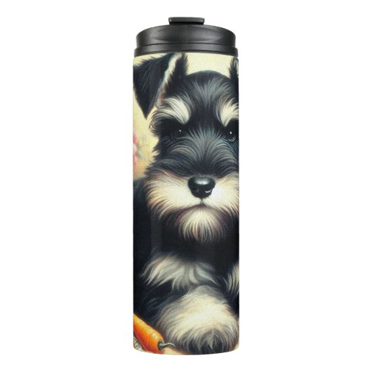 Vintage Schnauzer-Malerei Thermosbecher (Vorderseite)