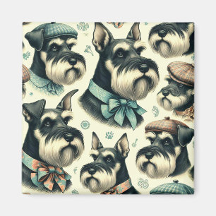 Vintage-Schnauzer-Nahtlose Illustration Magnet