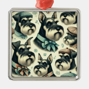Vintage-Schnauzer nahtlose Illustration Ornament Aus Metall