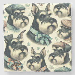 Vintage-Schnauzer nahtlose Illustration Steinuntersetzer