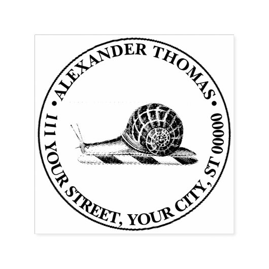 Vintage Schnecke Zeichnend Name Rücksendeadresse Permastempel (Design)