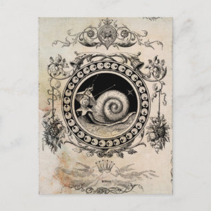 Vintage-Schnecken-Fee-Collage-Kunst Postkarte