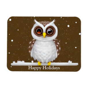 Vintage-Schnee-Eule-Feiertagsmagnet Magnet