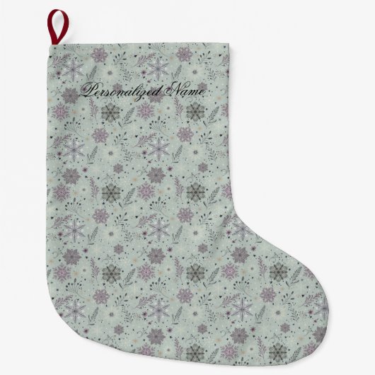 Vintage Schnee Großer Weihnachtsstrumpf (Vorderseite)