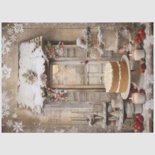 Vintage Schnee-Weihnachtskuchen-Fest-Dekoupage Seidenpapier