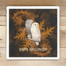 Vintage Schneeaugen auf Orange Damask Halloween
