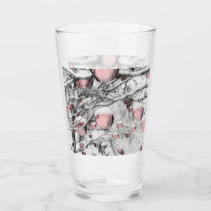 Vintage, schneebedeckte Bäume mit zeichnend Orname Glas