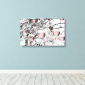 Vintage, schneebedeckte Bäume mit zeichnend Orname Leinwanddruck (Insitu (Holzboden))